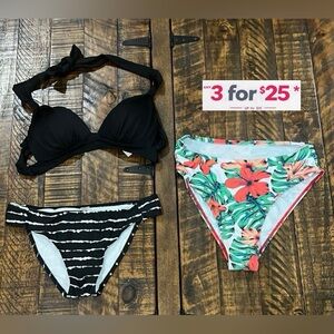 Black and Floral Bikini Set bundle size small